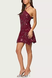 Edikted Adria Bead & Sequin Mini Dress