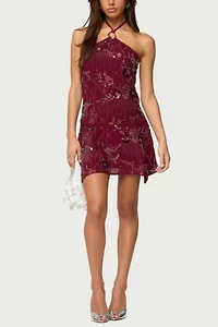 Edikted Adria Bead & Sequin Mini Dress