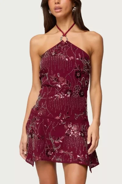 Edikted Adria Bead & Sequin Mini Dress