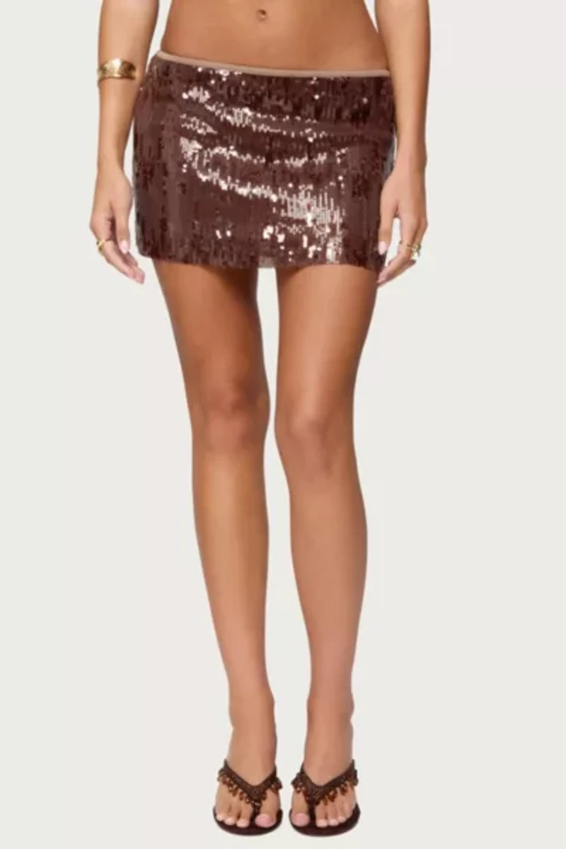 Edikted Kaylee Sequin Mini Skirt