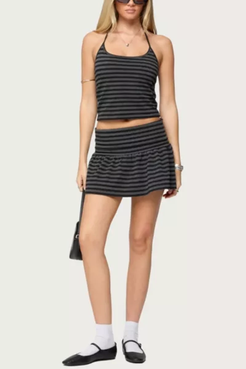 Edikted Moria Striped Fold Over Mini Skirt