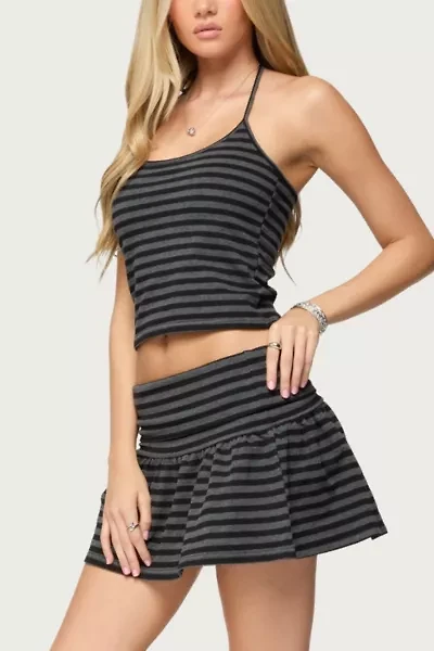 Edikted Moria Striped Fold Over Mini Skirt