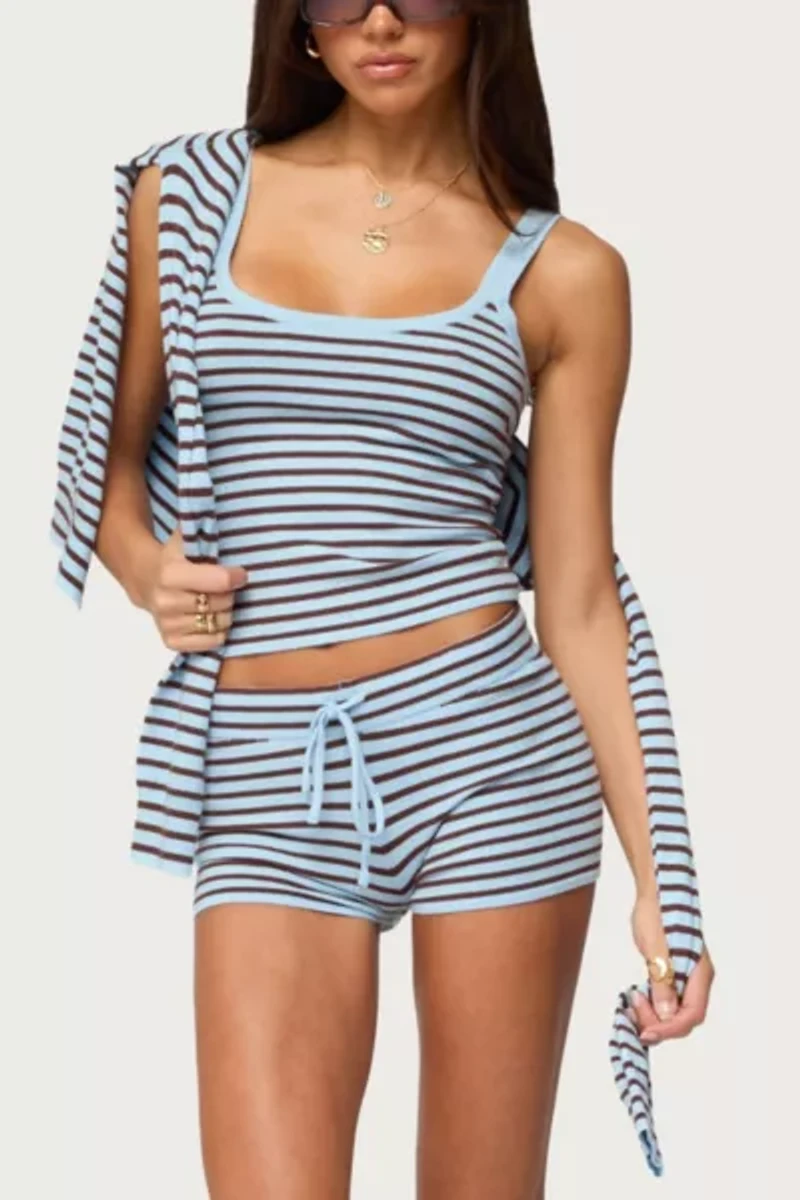 Edikted Lillian Striped Knit Shorts