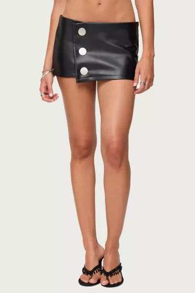 Edikted Kaine Button Faux Leather Mini Skort