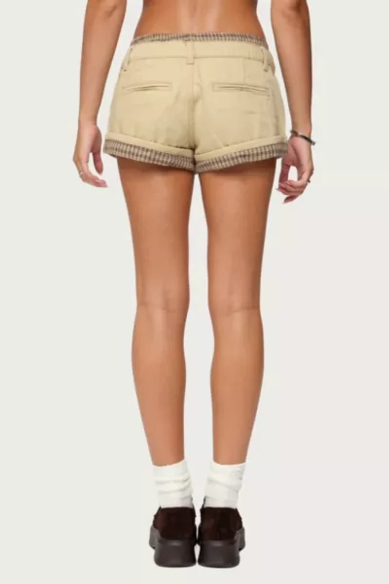 Edikted Peekaboo Plaid Boxer Shorts
