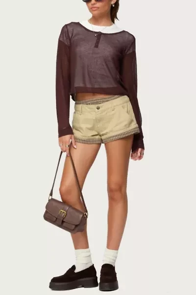 Edikted Peekaboo Plaid Boxer Shorts