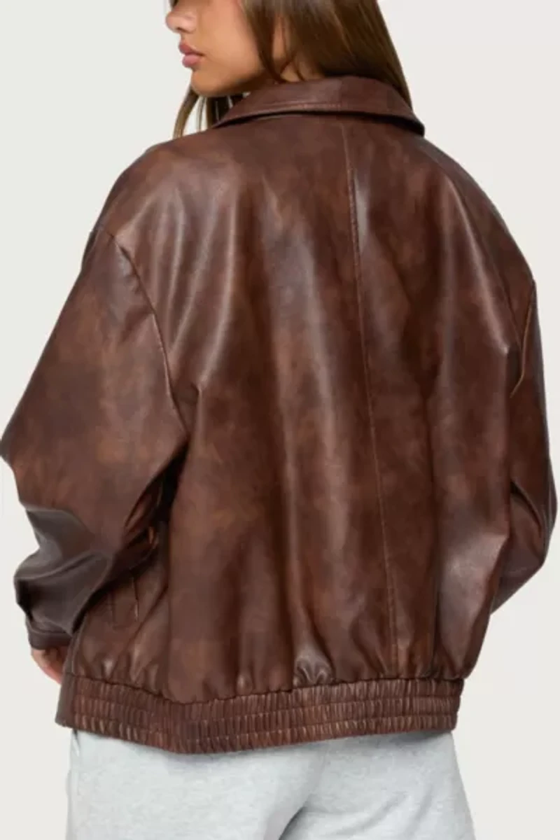 Edikted Ardella Oversized Faux Leather Jacket