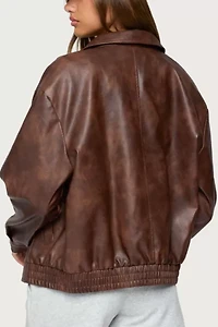 Edikted Ardella Oversized Faux Leather Jacket