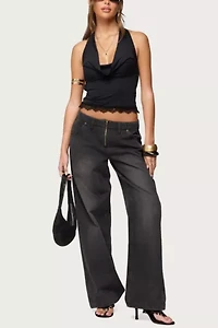 Edikted Aliyah Zip Low Rise Jeans
