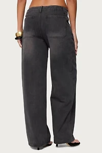 Edikted Aliyah Zip Low Rise Jeans