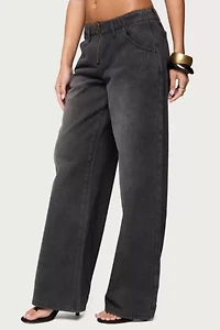 Edikted Aliyah Zip Low Rise Jeans