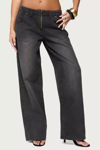 Edikted Aliyah Zip Low Rise Jeans