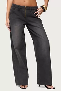 Edikted Aliyah Zip Low Rise Jeans