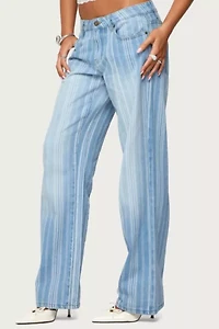 Edikted Tera Striped Low Rise Jeans