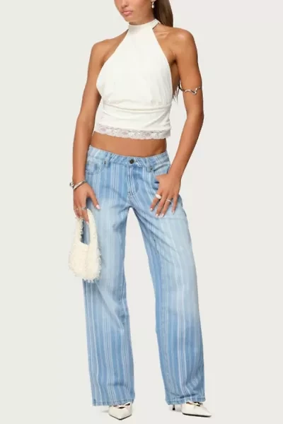Edikted Tera Striped Low Rise Jeans