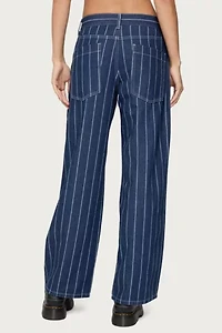 Edikted Kyler Pinstripe Low Rise Jeans