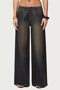Edikted Oversized Mud Wash Low Rise Jeans