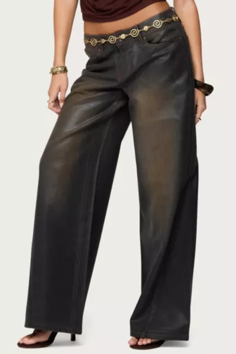 Edikted Oversized Mud Wash Low Rise Jeans