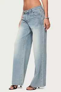 Edikted Celia Grommet Washed Low Rise Jeans