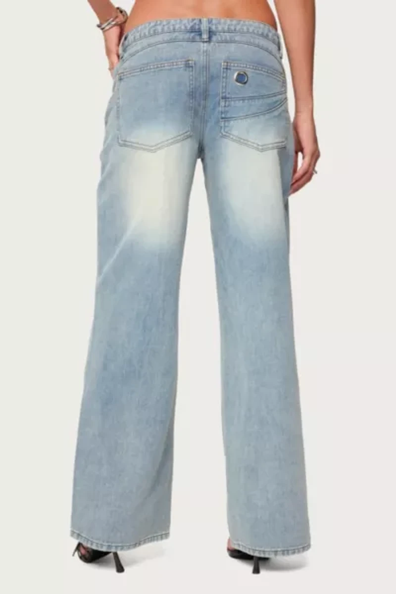 Edikted Celia Grommet Washed Low Rise Jeans