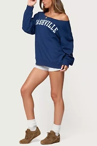 Edikted Nashville Oversized Wide Neck Sweatshirt