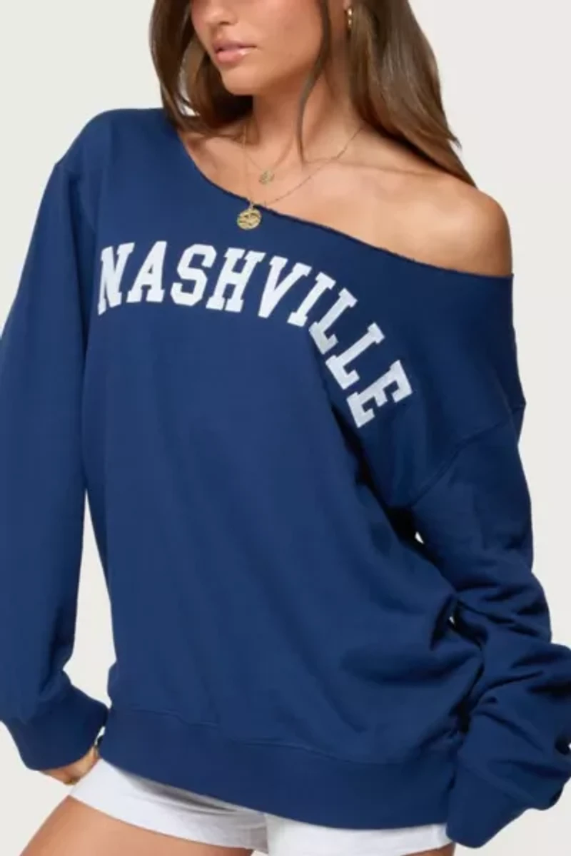 Edikted Nashville Oversized Wide Neck Sweatshirt