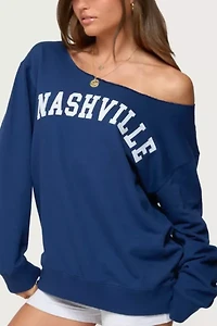 Edikted Nashville Oversized Wide Neck Sweatshirt