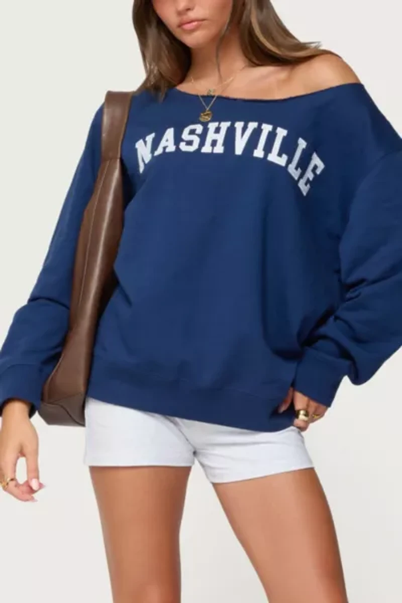 Edikted Nashville Oversized Wide Neck Sweatshirt