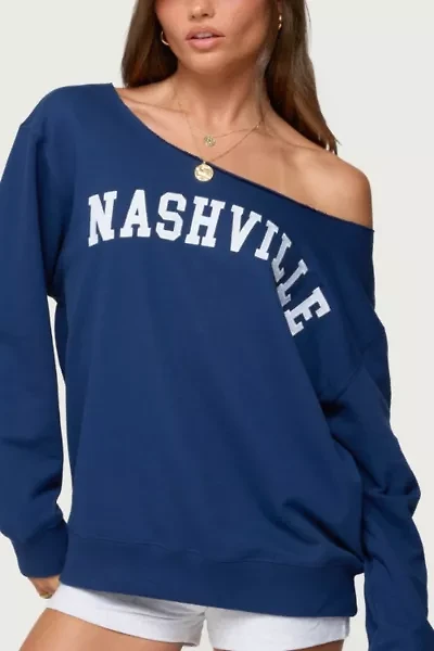 Edikted Nashville Oversized Wide Neck Sweatshirt