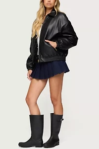 Edikted Halley Faux Leather Bomber Jacket