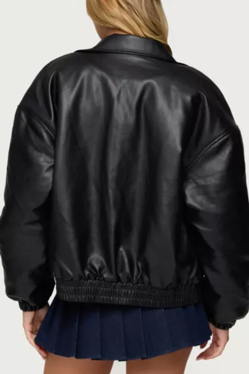 Edikted Halley Faux Leather Bomber Jacket