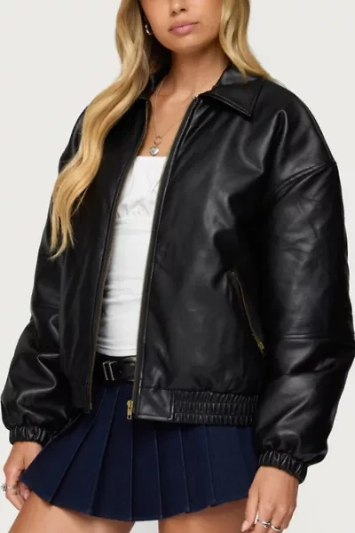 Edikted Halley Faux Leather Bomber Jacket