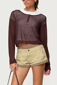 Edikted Kilian Sheer Knit Henley Top
