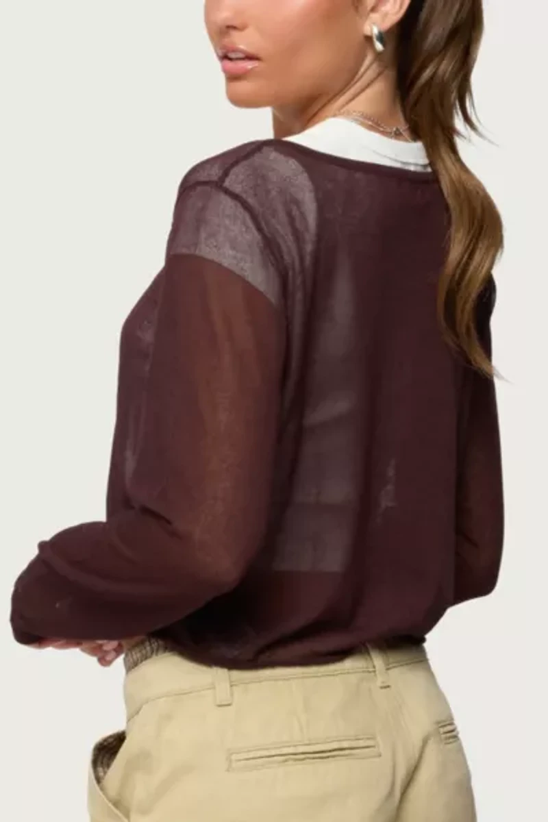 Edikted Kilian Sheer Knit Henley Top