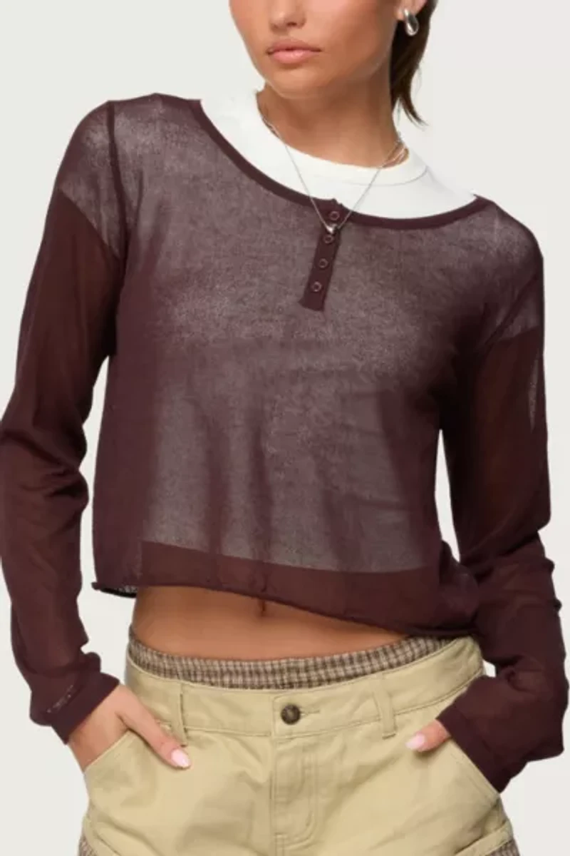 Edikted Kilian Sheer Knit Henley Top