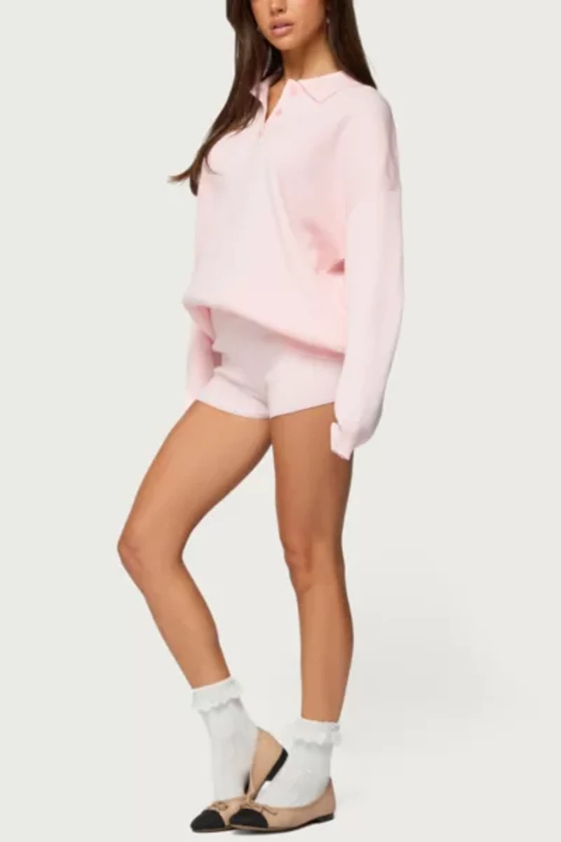 Edikted Lorie Oversized Knit Polo Sweater