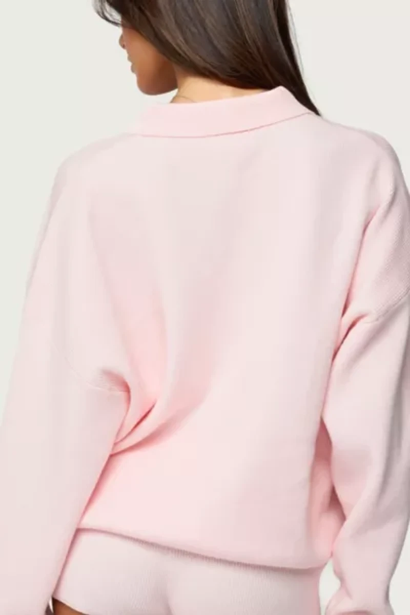 Edikted Lorie Oversized Knit Polo Sweater