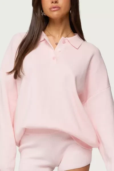 Edikted Lorie Oversized Knit Polo Sweater