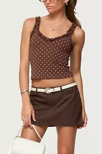 Edikted Pippin Ruffle Polka Dot Tank Top