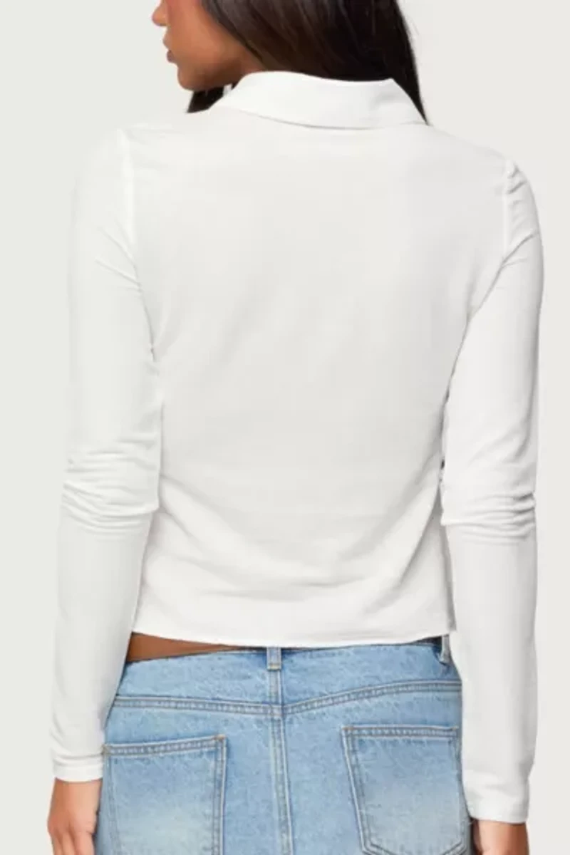 Edikted Pennie Iridescent Button Up Shirt