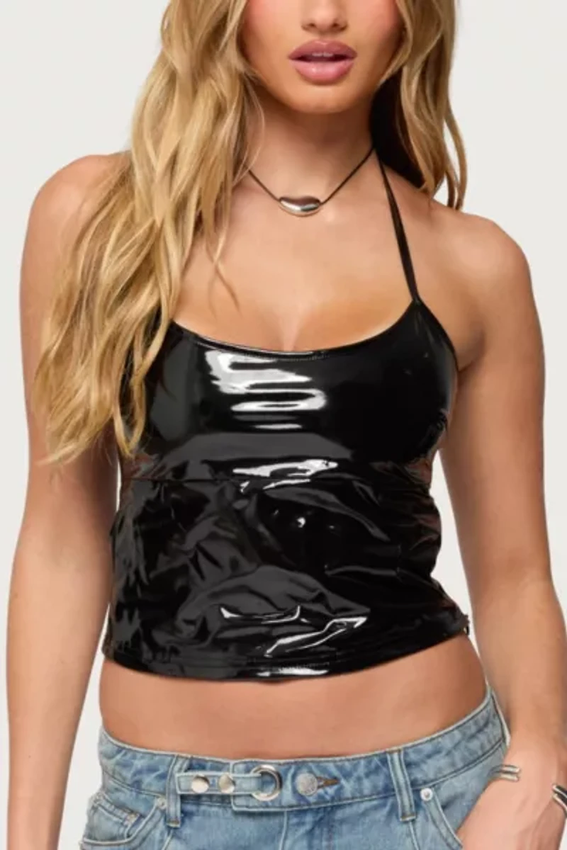 Edikted Vikki Vinyl Halter Top