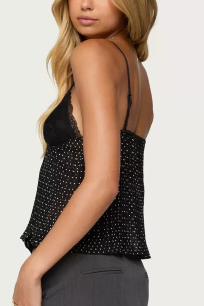 Edikted Rhian Lacey Pleated Babydoll Top