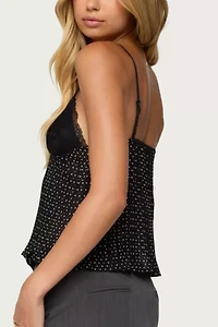 Edikted Rhian Lacey Pleated Babydoll Top
