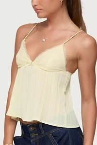 Edikted Rhian Lacey Pleated Babydoll Top