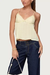 Edikted Rhian Lacey Pleated Babydoll Top