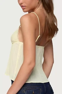 Edikted Rhian Lacey Pleated Babydoll Top
