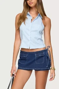Edikted Debra Tailored Pinstripe Button Up Top