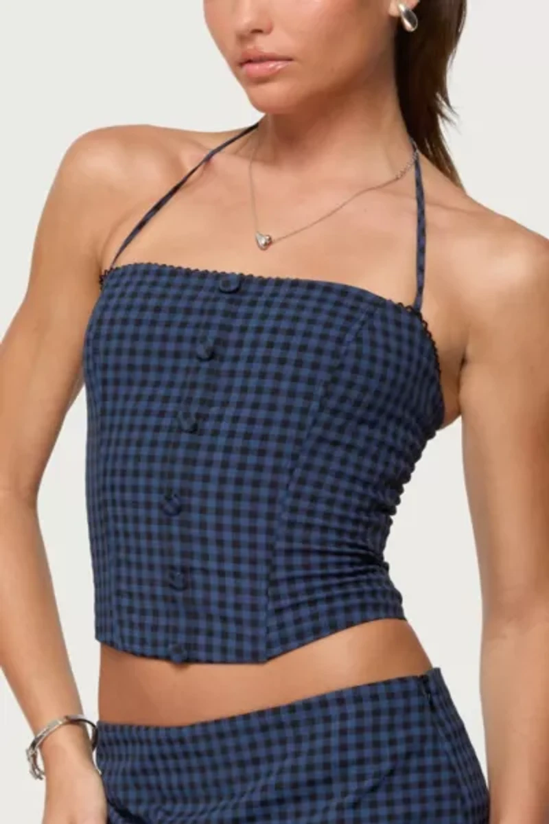 Edikted Winsley Gingham Halter Corset