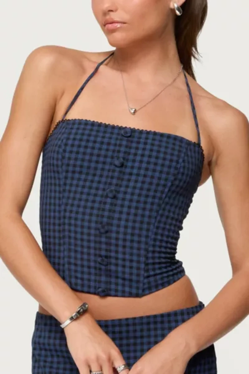 Edikted Winsley Gingham Halter Corset