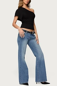 Edikted Asymmetric Striped One Shoulder Top